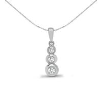 Jewelco London Ladies Solid 18ct White Gold Rub Over Set Round G SI1 0.11ct Diamond Trilogy Donut Drop Pendant - 18P052