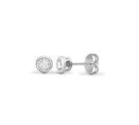Jewelco London Ladies Solid 18ct White Gold Rub Over Set Round G SI1 0.35ct Diamond Solitaire Stud Earrings - 18E014-035