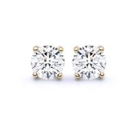 Jewelco London Ladies Solid 18ct Yellow Gold 4 Claw Set Round G SI1 1.40ct Diamond Solitaire Stud Earrings - 18E001-140