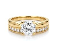 Jewelco London Ladies Solid 9ct Gold Round Lab Created Diamond Wed-fit Solitaire & Half Eternity Travel Bridal Rings Set - Size N