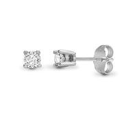 Jewelco London Ladies Solid 9ct White Gold 4 Claw Set Round H I1 0.2ct Diamond Solitaire Stud Earrings - 9E096-020