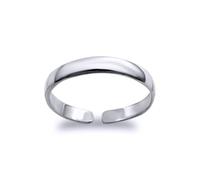 Jewelco London Ladies Solid 9ct White Gold Elegant Minimalist D-Shape Band Open Toe Ring 2.5mm