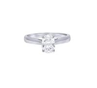 Jewelco London Ladies Solid 9ct White Gold Oval Cubic Zirconia Wed-fit Solitaire Travel Proposal Ring 1.00CT