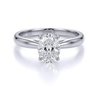 Jewelco London Ladies Solid 9ct White Gold Oval Lab Created Diamond Wed-fit Solitaire Travel Proposal Ring 1.00CT - Size M