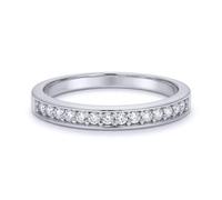 Jewelco London Ladies Solid 9ct White Gold Round Brilliant Cubic Zirconia Channel Set Half Eternity Bridal Travel Ring