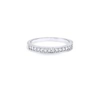 Jewelco London Ladies Solid 9ct White Gold Round Brilliant Cubic Zirconia Channel Set Half Eternity Bridal Travel Ring