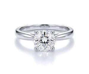 Jewelco London Ladies Solid 9ct White Gold Round Brilliant Cubic Zirconia Wed-fit Solitaire Travel Proposal Ring 1.00CT