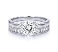Jewelco London Ladies Solid 9ct White Gold Round Brilliant CZ Wed-fit Solitaire & Half Eternity Travel Bridal Rings Set
