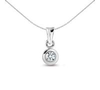 Jewelco London Ladies Solid 9ct White Gold Rub Over Set Round H I1 0.2ct Diamond Donut Ring Solitaire Pendant - 9P005-020