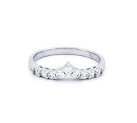 Jewelco London Ladies Solid 9ct White Gold White Round Brilliant Cubic Zirconia Wishbone Eternity Ring