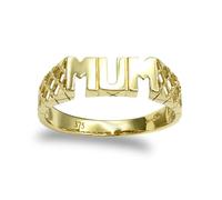 Jewelco London Ladies Solid 9ct Yellow Gold Basket Sides MUM Ring