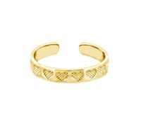 Jewelco London Ladies Solid 9ct Yellow Gold Crosshatch Lattice Love Hearts Open Toe Ring
