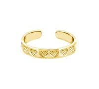 Jewelco London Ladies Solid 9ct Yellow Gold Crosshatch Lattice Love Hearts Open Toe Ring