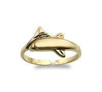 Jewelco London Ladies Solid 9ct Yellow Gold Dolphin Wrap Toe Ring - JTR001