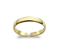 Jewelco London Ladies Solid 9ct Yellow Gold Elegant Minimalist D-Shape Band Open Toe Ring 2.5mm