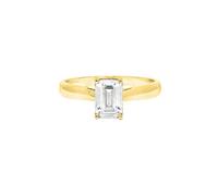 Jewelco London Ladies Solid 9ct Yellow Gold Emerald Cut Cubic Zirconia Wed-fit Solitaire Travel Proposal Ring 1.00CT - Size O