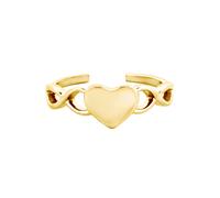 Jewelco London Ladies Solid 9ct Yellow Gold Infinity Symbol Love Heart Open Toe Ring