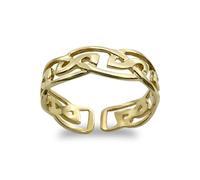 Jewelco London Ladies Solid 9ct Yellow Gold Intricate Celtic Filigree Band Open Toe Ring