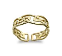 Jewelco London Ladies Solid 9ct Yellow Gold Intricate Celtic Filigree Band Open Toe Ring