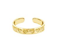 Jewelco London Ladies Solid 9ct Yellow Gold Crosshatch Lattice Love Hearts Open Toe Ring