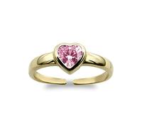 Jewelco London Ladies Solid 9ct Yellow Gold Pink Heart Cubic Zirconia Solitaire Love Heart Toe Ring