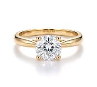 Jewelco London Ladies Solid 9ct Yellow Gold Round Lab Created Diamond Wed-fit Solitaire Travel Proposal Ring 1.00CT - Size R