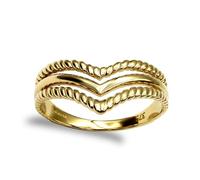 Jewelco London Ladies Solid 9ct Yellow Gold Twisted Edge Triple Wishbone Ring