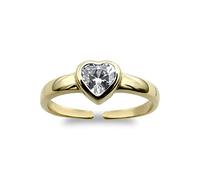 Jewelco London Ladies Solid 9ct Yellow Gold White Heart Cubic Zirconia Solitaire Love Heart Toe Ring - JTR017