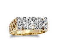 Jewelco London Ladies Solid 9ct Yellow Gold White Round Brilliant Cubic Zirconia Basket Sides Pave NAN Ring