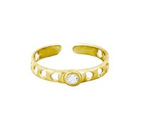 Jewelco London Ladies Solid 9ct Yellow Gold White Round Brilliant Cubic Zirconia Bubble Bezel Solitaire Cut Out Love Hearts Open Toe Ring