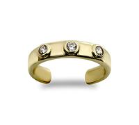 Jewelco London Ladies 9ct Yellow Gold White Round Brilliant Cubic Zirconia Trilogy Band Toe Ring