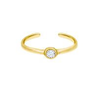 Jewelco London Ladies Solid 9ct Yellow Gold White Round Brilliant Cubic Zirconia Bubble Donut Solitaire Open Toe Ring