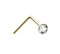 Jewelco London Ladies Solid 9ct Yellow Gold White Round Crystal Solitaire Nose Stud 2mm