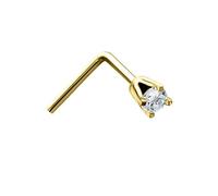 Jewelco London Ladies Solid 9ct Yellow Gold White Round Diamond Solitaire Claw Set Nose Stud 0.02ct 1.65mm