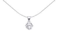 Jewelco London Ladies Sterling Silver 8mm 2 Carat Cubic Zirconia 4 Claw Solitaire Pendant