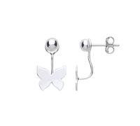 Jewelco London Ladies Sterling Silver Convertible Butterfly Ball Stud Drop Jacket Earrings