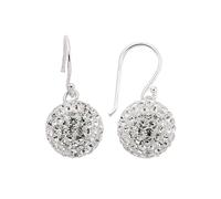 Jewelco London Ladies Sterling Silver Crystal Disco Ball Drop Earrings