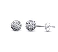 Jewelco London Ladies Sterling Silver Crystal Disco Ball Stud Earrings