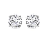 Jewelco London Ladies Sterling Silver Cubic Zirconia 4 Claw Solitaire Stud Earrings 6mm 1.70cts - RD6