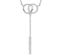 Jewelco London Ladies Sterling Silver Cubic Zirconia Art Deco Eternity Drop Charm Necklace 16 inch - GVK174