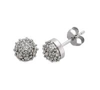 Jewelco London Ladies Sterling Silver Cubic Zirconia Disco Ball Stud Earrings - GVE193