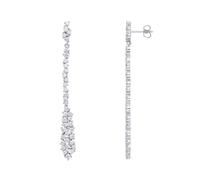 Jewelco London Ladies Sterling Silver Cubic Zirconia Falling Cluster Drop Earrings - GVE661