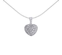 Jewelco London Ladies Sterling Silver Cubic Zirconia Pave Love Heart Pendant Necklace 18 inch - GVP167