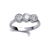 Jewelco London Ladies Sterling Silver Cubic Zirconia Trilogy Bubbles Engagement Ring