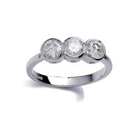 Jewelco London Ladies Sterling Silver Cubic Zirconia Trilogy Bubbles Engagement Ring - Size N