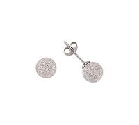 Jewelco London Ladies Sterling Silver Frosted Moondust Ball Stud Earrings 8mm