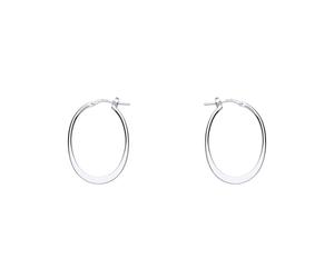 Jewelco London Ladies Sterling Silver Graduated Flat Hoop Earrings 20mm x 25mm - ER97