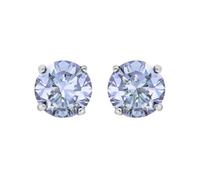 Jewelco London Ladies Sterling Silver Lilac Lavender Cubic Zirconia Double Gallery Solitaire Stud Earrings 5mm 1.00ct
