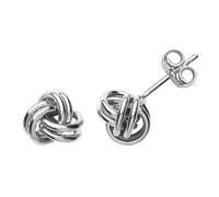 Jewelco London Ladies Sterling Silver Love Me Knot Stud Earrings - GVE512