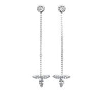 Jewelco London Ladies Sterling Silver marquise Cubic zirconia Falling Leaves Drop Earrings - GVE563